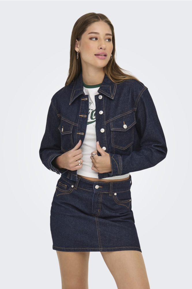 ONLHEATHER LS WESTERN DNM JACKET MA 15352049 Dark Blue Denim/Rinse